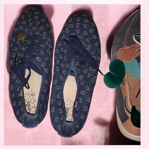 Keds Navy Canvas Sneakers with White Heart Print